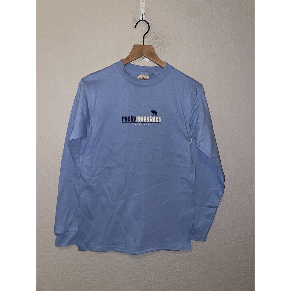 Vintage Colorado Shirt Rocky Mountains CO Long Sleeve Blue Tee VTG 90s Small